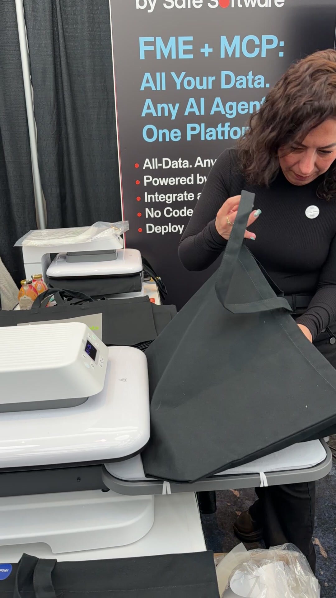 Live DTF Tote Booth at the New York Marriott Marquis — live printing by Merch Troop