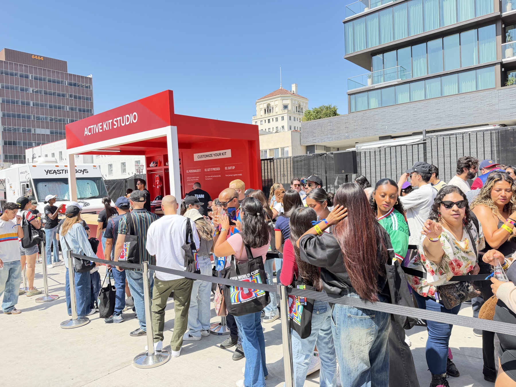 Crowd at an Active Kit Studio live jersey personalization activation in Los Angeles