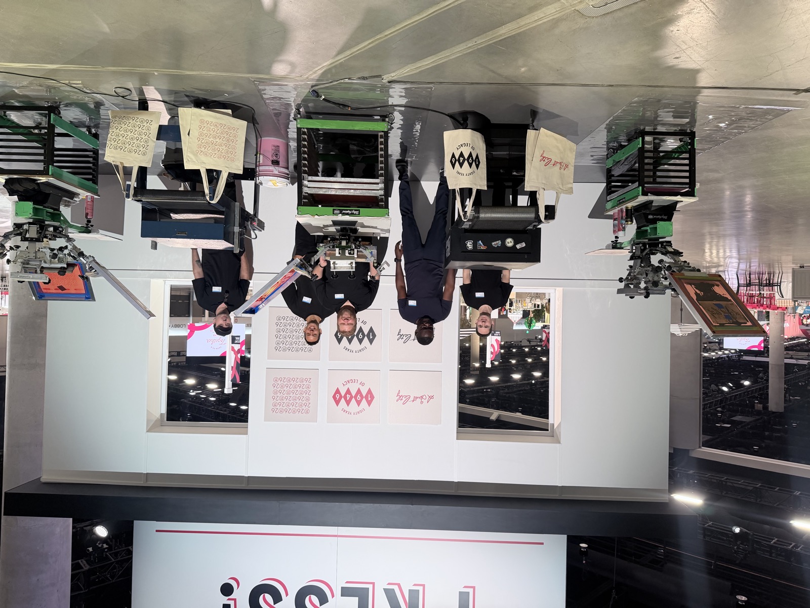 Multi-station screen printing booth ready for live event guests